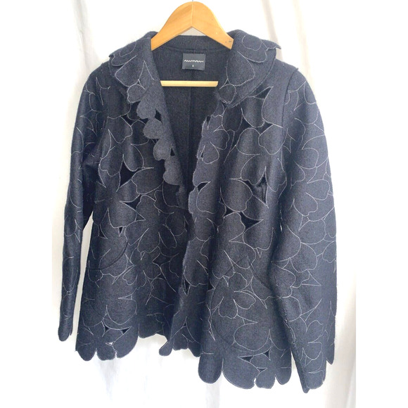 ANNTARAH Baby Alpaca & Wool Cut out Floral embroidered Jacket Size S - Picture 2 of 4